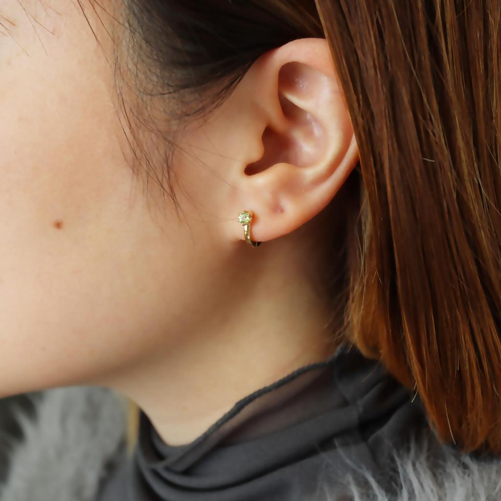 Peridot Hoop Earrings In 10k Yellow Gold