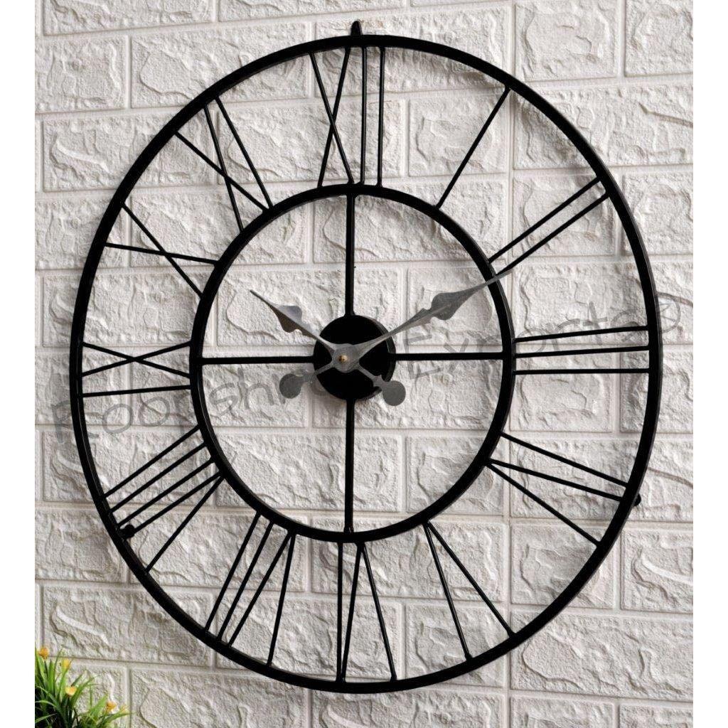 

Clock Iron Abstract Analog Wall Clock (55 Cm, Black)