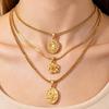 18k Gold-Plated Titanium Steel Necklace with Inlaid Diamond Flower Pendant