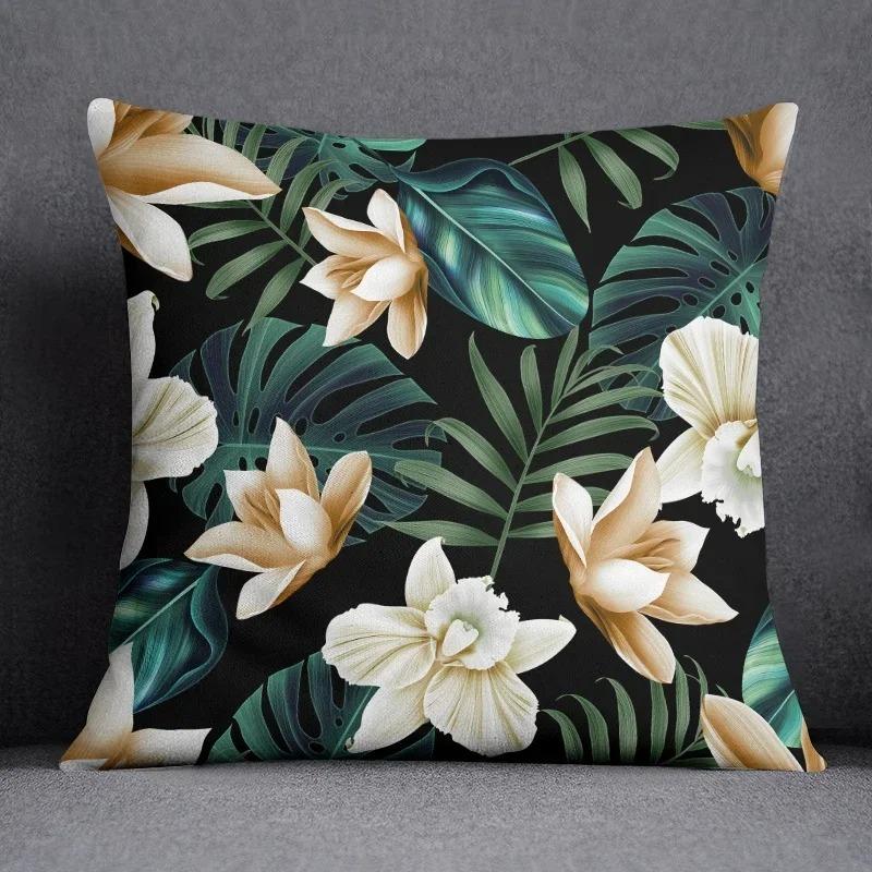 Tropical Flower Series Throw Pillow Decorative Pillow Bedroom Sofa Car Cushion Cover Pillowcase