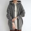 Womens Zip Up Long Hoodie Jacket with Drawstring Tunic Sweatshirt One Tone Open Front Cardigan Autumn Winter Hooded Pullover