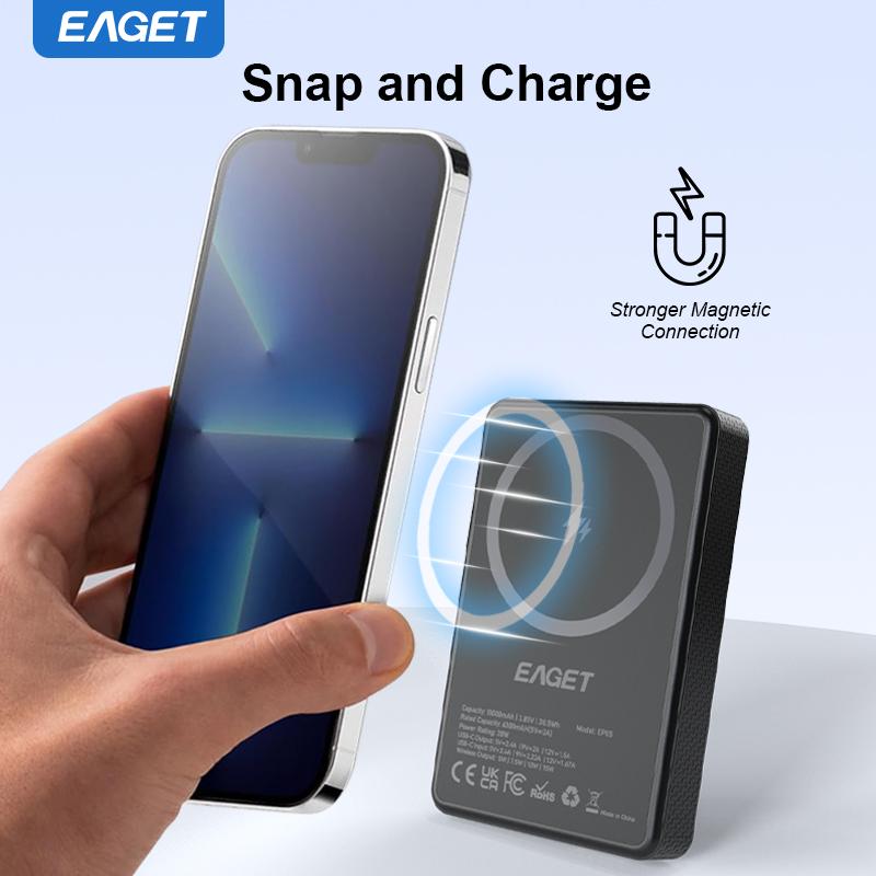 10000mAh Bærbar Powerbank Trådløs Lader 20W Mag-Safe Utendørs Batteripakke Mobiltelefon Powerbank for iPhone 16/15/14/13/12 Pro