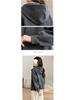 Women's Gray Hooded Sweatshirt - Short Jacket for Spring and Autumn, Loose Fit, Trendy and Casual.