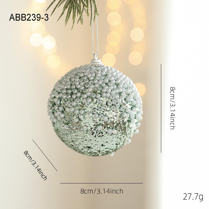 New Green Foam Christmas Ball Heterosexual Pendant Bright Glitter Sticky Powder Christmas Tree Hanging Ball Decorative Pendant Arrangement