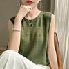 Women Spring and Summer Hollow Sleeveless Thin Soft Sweater Pullover Knitwear Bottoming Tops