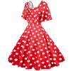 Women's Retro Travel Hem Short Sleeve Polka Dot Mid-Length Hem Dress
