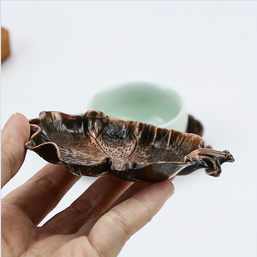 1Pc Creative Frog Leaf Design Coaster, Zinc Alloy Non-slip Heat-resistant Insulation Pad, Home Desktop Decoration Gifts