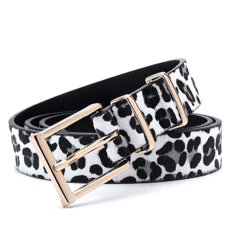 Metal Buckle Leopard Print Belt Y2K Punk Waistband Fashion PU Leather Waist Belt Female/Girls