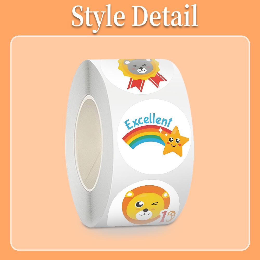 English Reward Stickers Roll - 500 Round Stickers for Children's Journals and Tape Sealing
