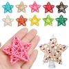 10PCS Bolas de Vime Artificiais Multicoloridas Bola Estrela Enfeite de Árvore de Natal Decoração Suspensa Adereços para Fotos