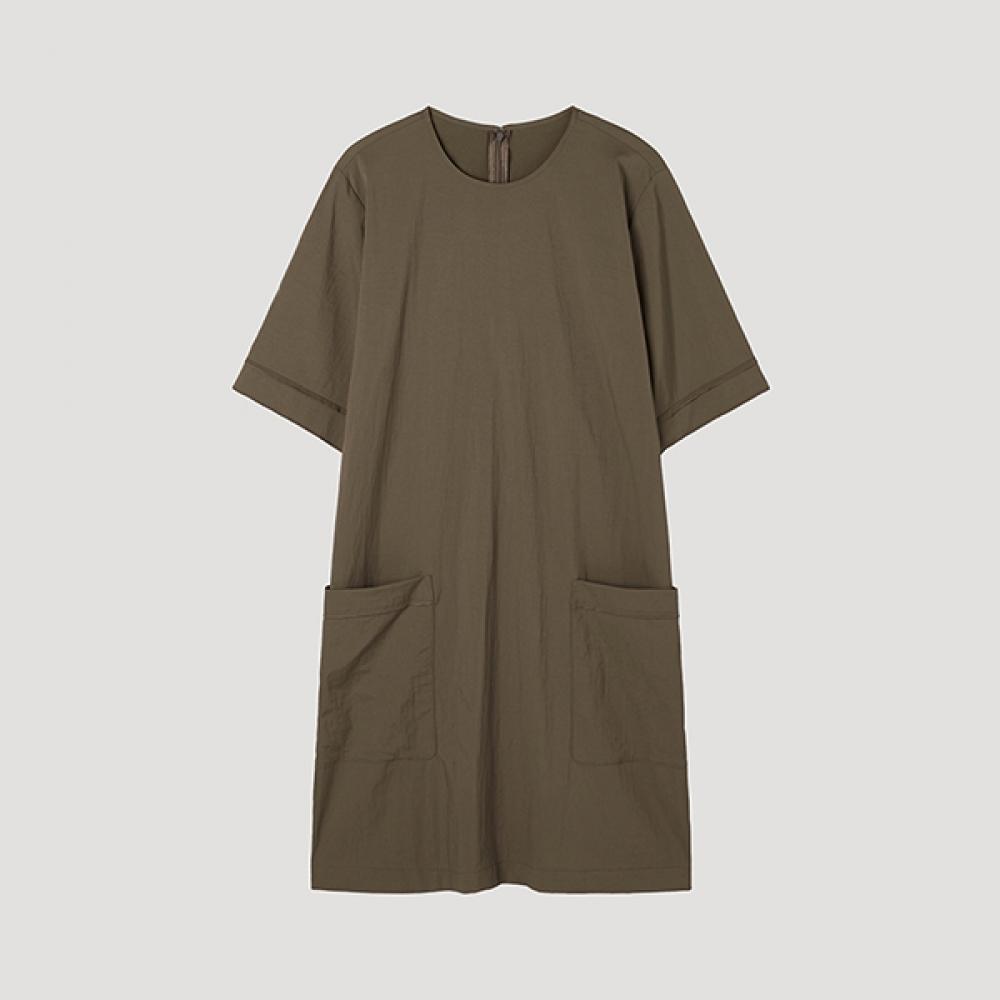

[She S miSS] Round Neck Short Sleeve Midi dreSS Swwopp22080 Br Braun/55