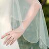 Wedding Bridal Veil with Metal Comb Teeth Wedding Hair Accessories for Brides 2 Tier Tulle 40" with Glitter Beads Edge