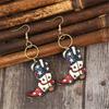 Vintage Inspired Star Print Wood Earrings Portable Accessory for Independence Day and Festive Occasions Casual Wear