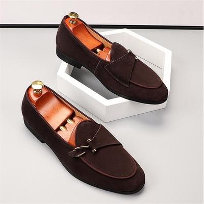 Moda Uomo Camoscio Vera Pelle Scarpe Casual Uomo Fibbia Festa Matrimonio Mocassini Mocassini Uomo Leggero Confortevole Guida Ballerine