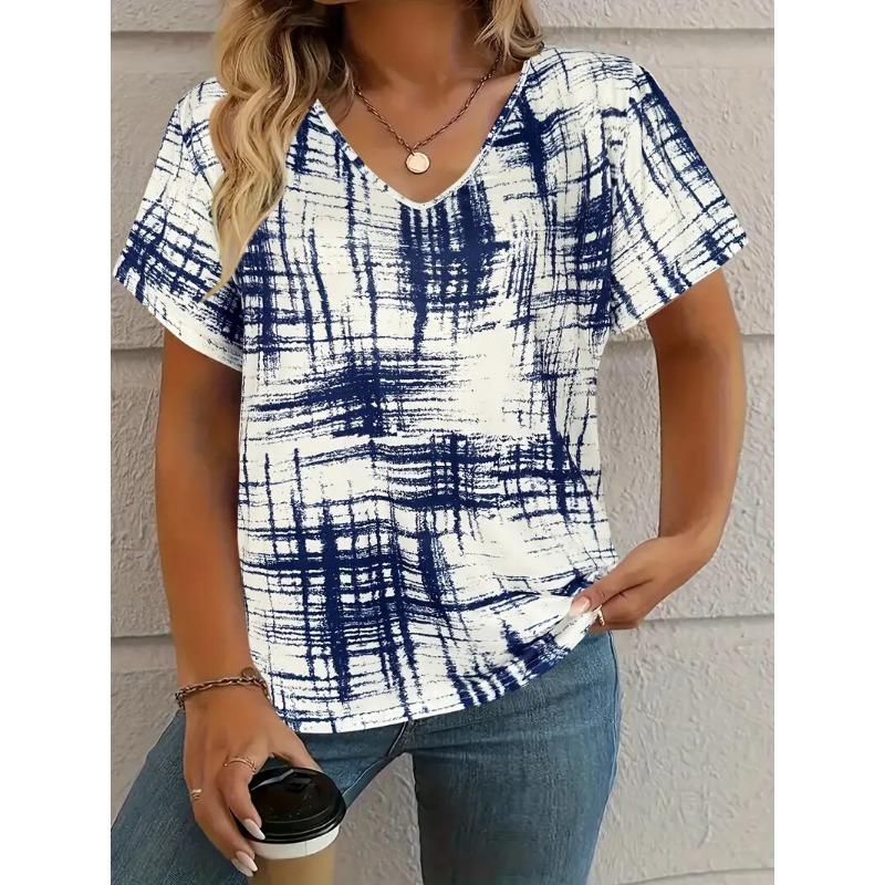 Vintage Women‘S T-Shirt Graphic Print Summer Casual V-Neck Short Sleeve T Shirts Fashion
