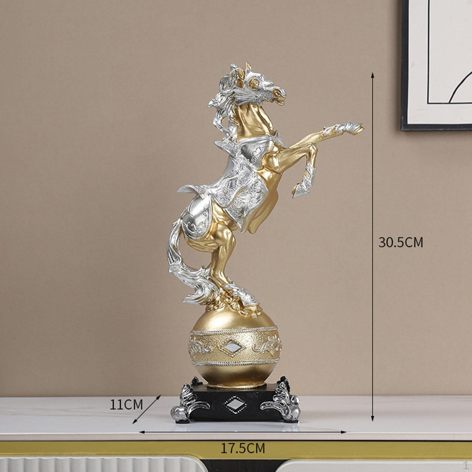 

Элегантная скульптура лошади для домашнего декора 17.5x30.5x11cm_Gold and silver