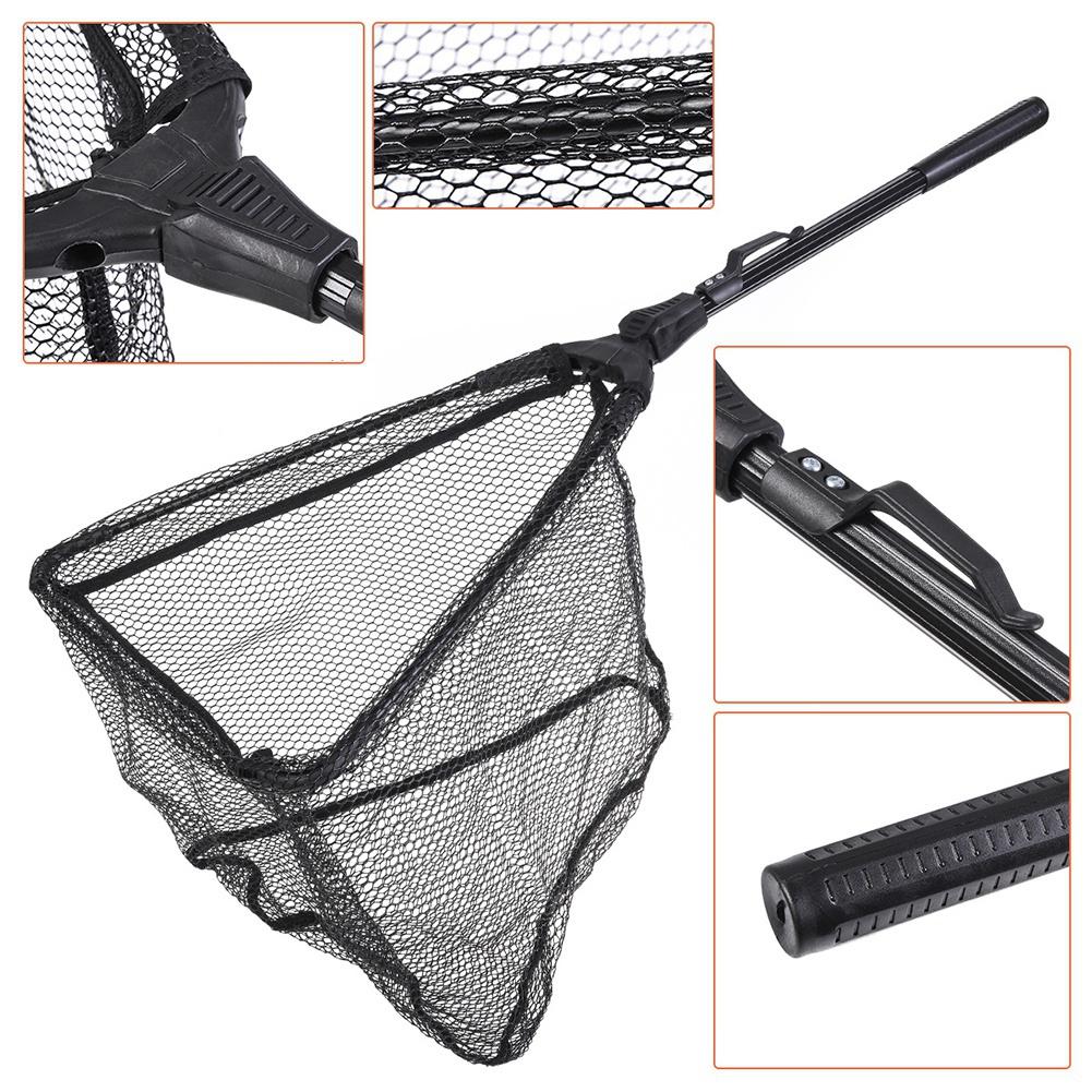 Portable Aluminum Alloy Telescopic Foldng Fishing Landing Net Pole Rubber Handle (40cm)