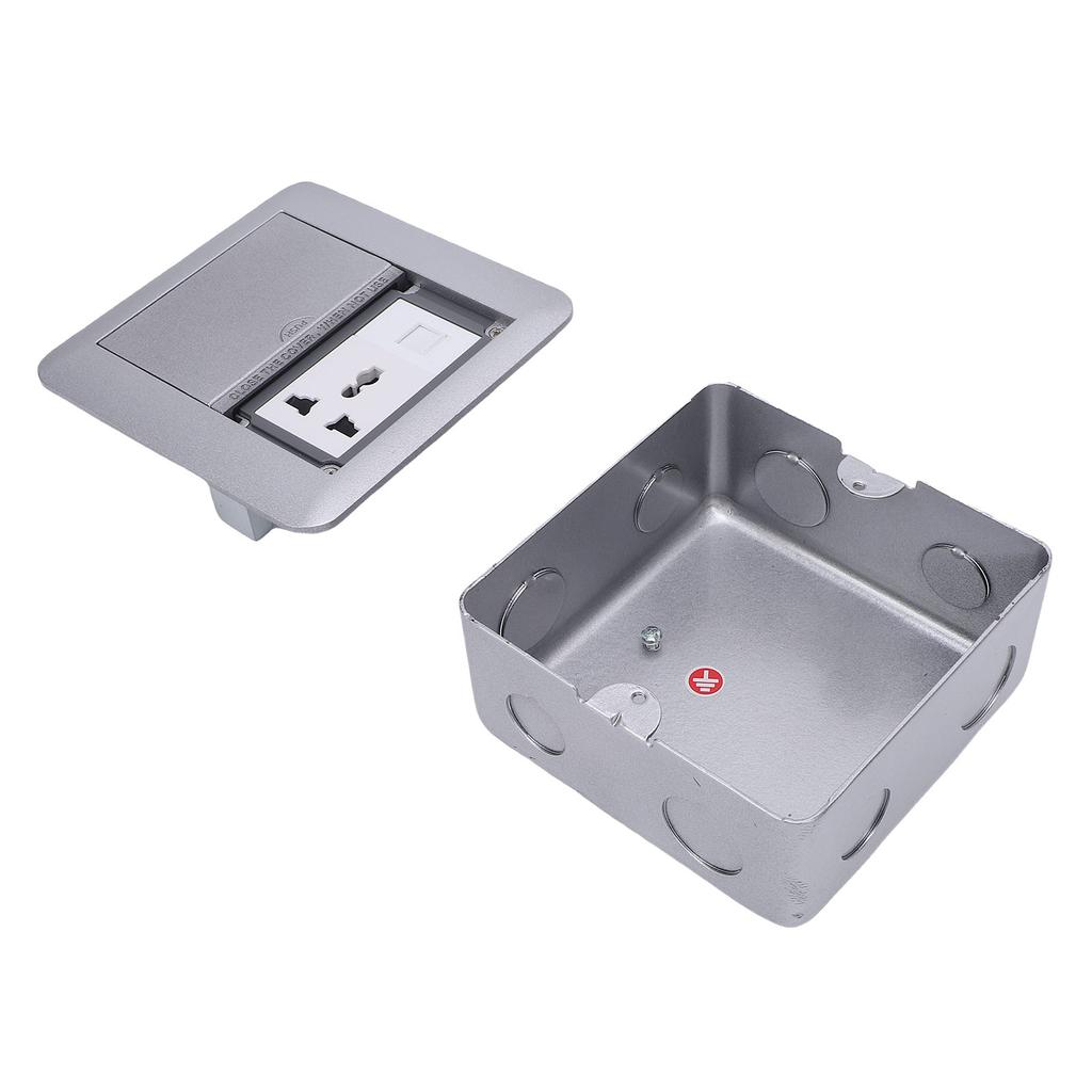 Desktop Socket Box 3 Prong Outlet and Network Port Double Door Recessed Floor Power Strip 4000W 16A
