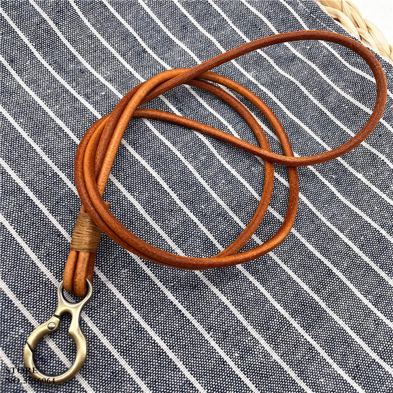Genuine Leather Keychain Lanyards for Keys Mobile Phone Accessories Keyring Lanyard Credential Holder Gifts Cowhide Strap
