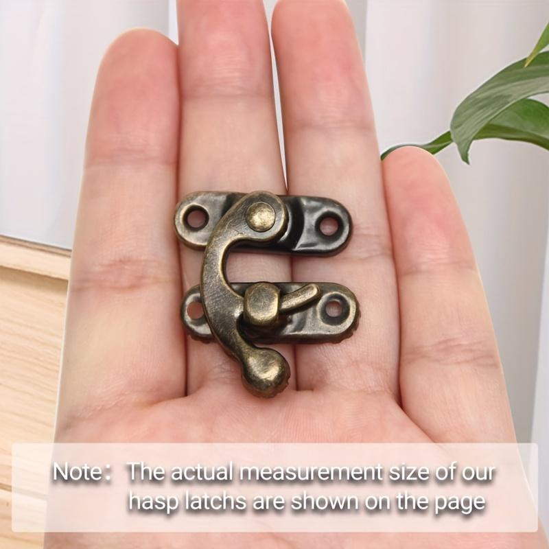 30pcs Antique Bronze Swing Arm Tiny Hook Latch Locks,1.3X1 Inch Copper Tone Wood Box Hasp Latches,Industrial Hardware Clasps