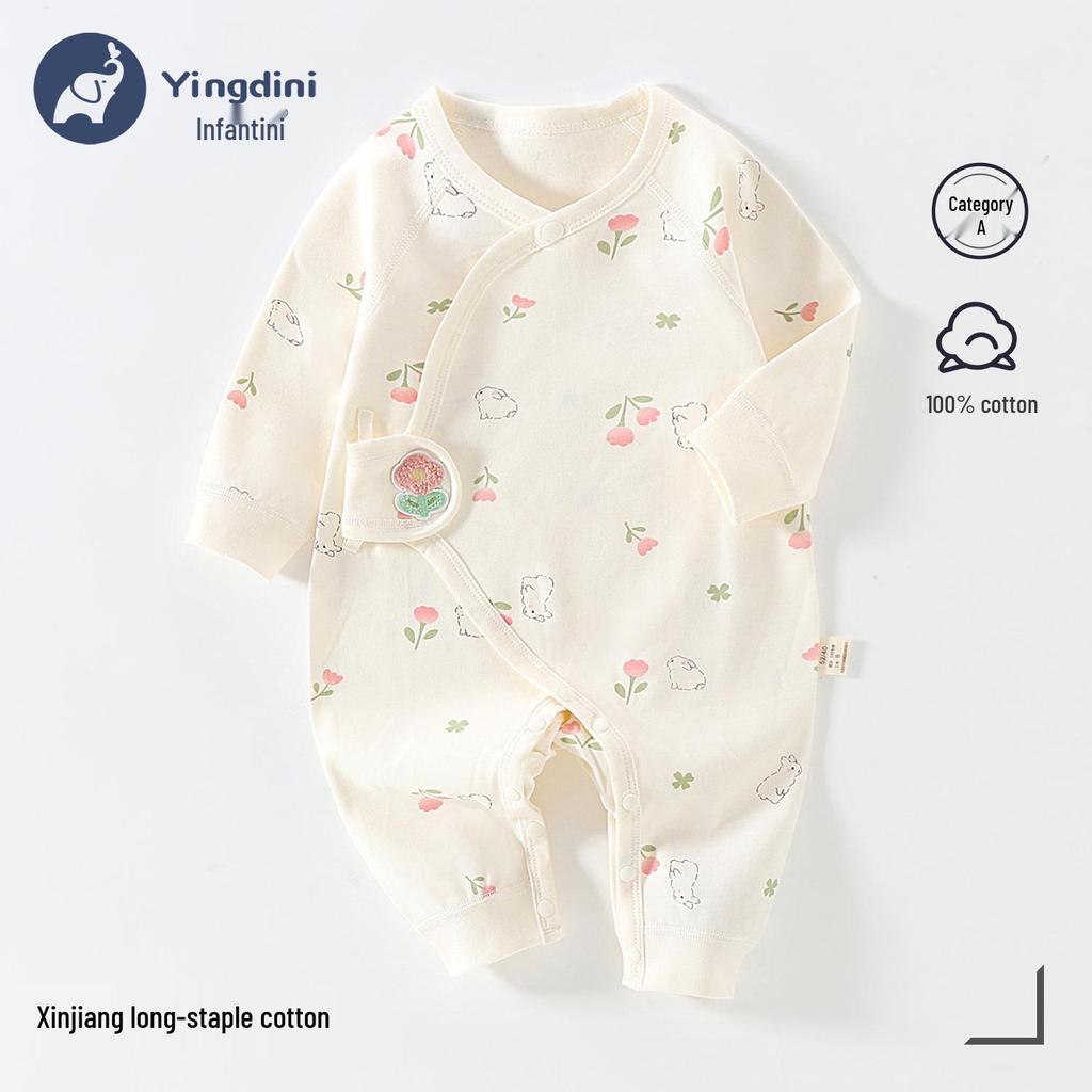 Neugeborenen Strampler aus reiner Baumwolle mit Schmetterlingsmotiv - Atmungsaktiver doppellagiger Anzug für Herbst und Frühling