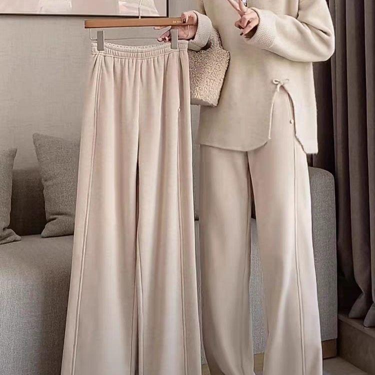 Plus Size Women's Stylish Knitwear & Wide-Leg Pants Set - Autumn/Winter 2025