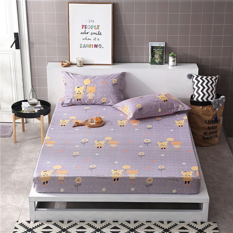 Luxurious Bedding Fitted Sheet Floral Flower Pillowcase Bed Cover With Elastic Cover