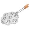 Egg Tart Mold 7 Holes Reusable Aluminum Alloy Cake Baking Mould for Mini Cake Pudding with Wooden Handle