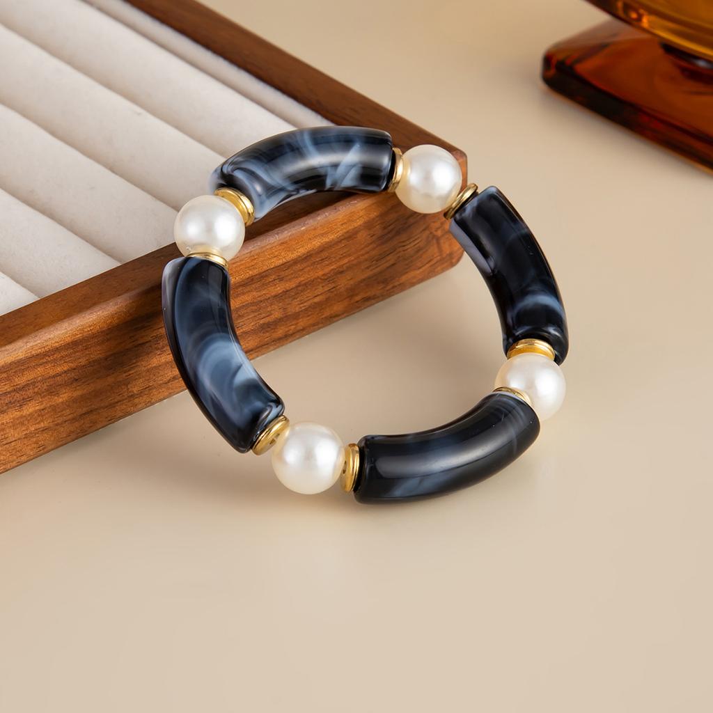 Salircon Vintage Bohemian Retro Black Beaded Bracelets for Women Boho Stretch Bangles Bracelet Charms Femme Party Trendy Jewelry