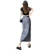 2023 Spring Women's High-Waist A-line Split Midi Skirt - Slimming, Long, Casual Bodycon Skirt