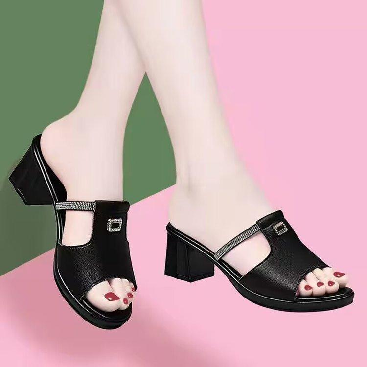 

New Style Flip-flops with High Heels and Round Toes - Women s Shoes 40 чорний