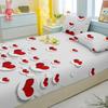 Simple 1 Modern Heart-Shaped Printed Matte Fitted Sheet, Bedroom Printed Bed Cover, Bedding Excluding Pillowcases