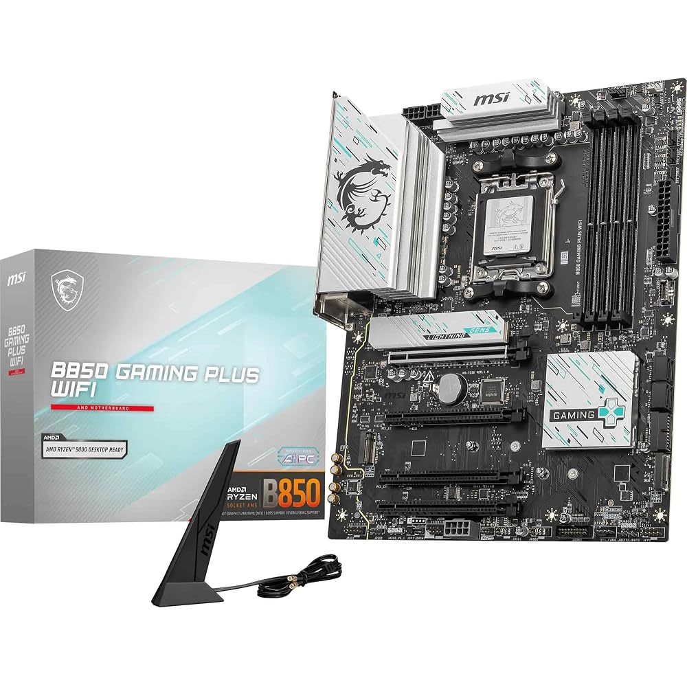 MSI B850 Gaming Plus WiFi Motherboard, ATX - Supports AMD Ryzen 9000/8000/7000 Processors, AM5 - DDR5 Memory Boost 8200+ MT/s (OC), PCIe 5.0 X16 & 4.0