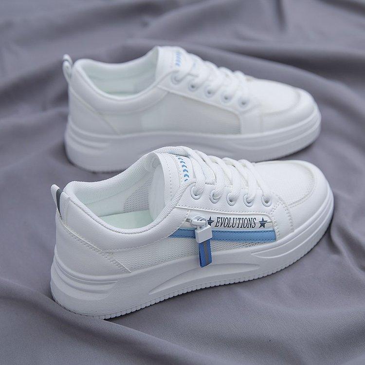 Little white shoes women's shoes slim zipper spring and summer 2025 new versatile ins tide sports and leisure mesh board shoes