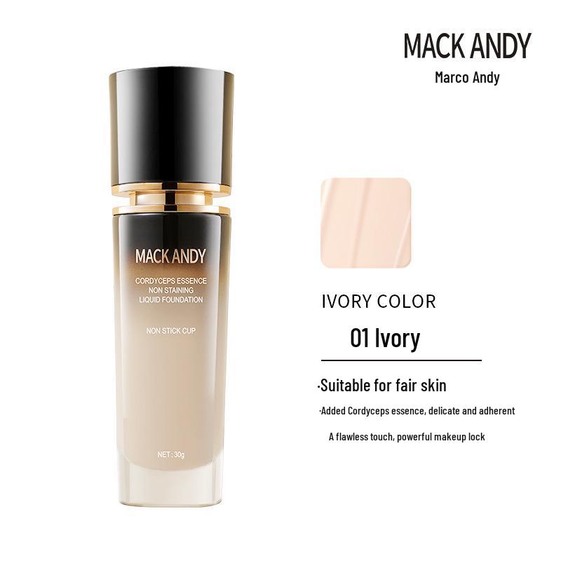 Mark Andy Cordyceps Essence Foundation: Moisturizing, Concealing, Non-Caking, Skin-Nourishing, Brightening.