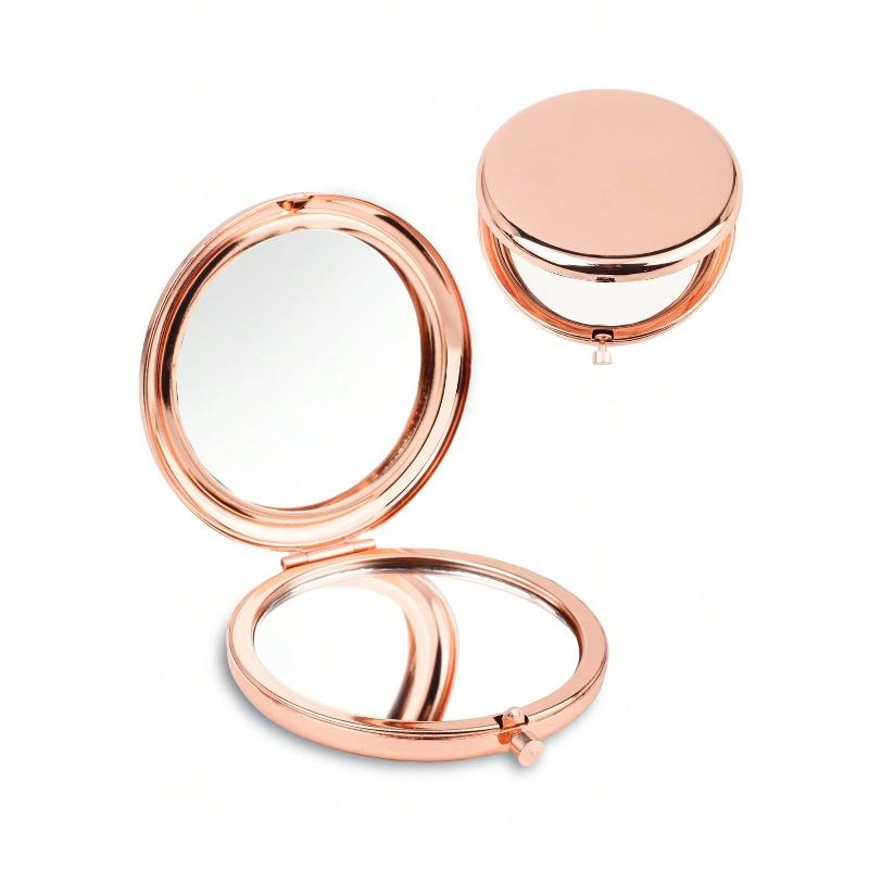 1pc Portable Double-Sided Metal Folding Mirror, High Definition Makeup Handheld Compact Mirror,Makeup Mirror Makeup Tools