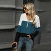 New Loose Color Splicing Zipper Hooded Long Sleeved Blouse Autumn and Winter Top Women Casual Simple Fashion Elegant Office Women's Clothing