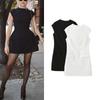 Fall and Winter New Arrival Women's Clothing French Minority Sexy Silm Midi Dress Pure Color round-Neck High Waist Slim Looking Dress
