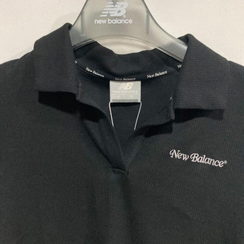 New Balance W Letní žebrované tričko s krátkým rukávem a límcem nbnff2W512 Černé