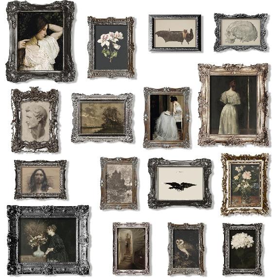 97 Decor Dark Academia Wall Art - Dark Academia Decor For Bedroom, Moody Goth Art Prints, Vintage Halloween Wall Decorations Gothic Posters For Home