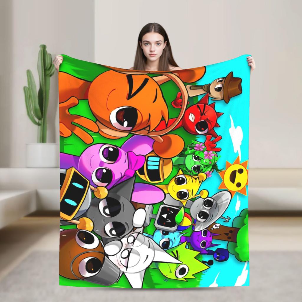 Sprunki Characters Game Blankets  Flannel Funny Breathable Throw Blanket for Home All Season