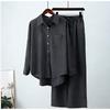 South East Asia Autumn and Winter Large Size Loose Elastic Wrinkle Long Sleeve Shirt Wide Leg Pants Fashion Casual Sports Suit