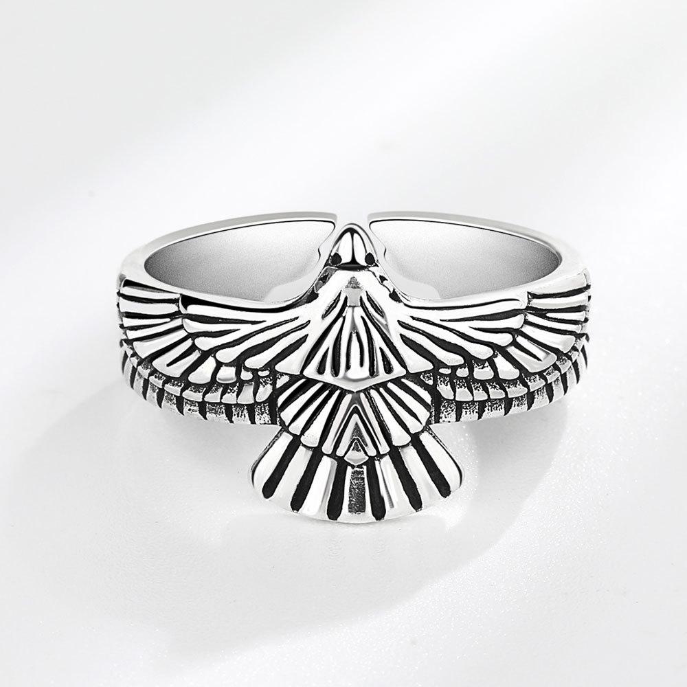 Vintage Eagle Animal Open Ring Unisex Adjustable Hip Hop Street Personality Finger Ring For Men And Women