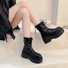 2026 Black Ankle Boots for Women Platforms Shoes Fall Round Toe Punk Shoes Chunky Heeled Ladies Boots Back Zipper Boots Feminina