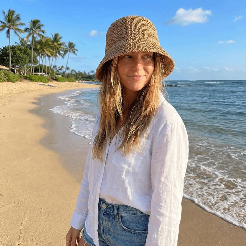 Woven Straw Fisherman Hat Korean Style Bucket Hat Retro Women Sun Hat  Vacation