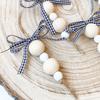 Christmas Christmas Ornaments Plaid Ribbon Wooden Beads Minimalist Style Bag Pendant Farm Style 15cm