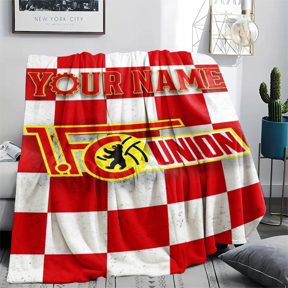 1PC Custom Name 1. FC Union Berlin Patterned Flannel Blanket Suitable For All Seasons for Home Decor Warmth and Comfort Gifts Holiday Present_xia