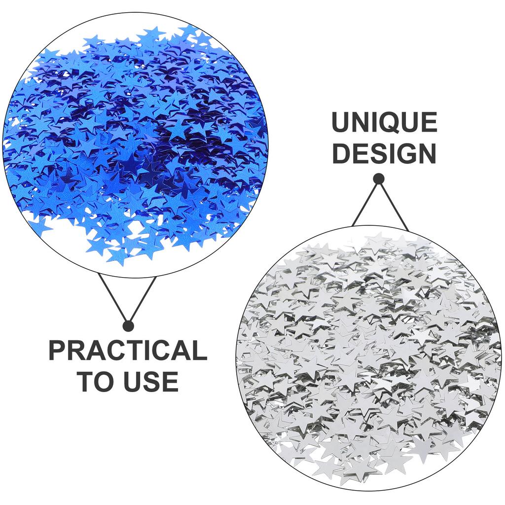 2000Pcs 10Mm Pentagram Shape Confetti Sparkly Table Scatter for Festival Event Decoration Blue and Silver Pentagram Confetti