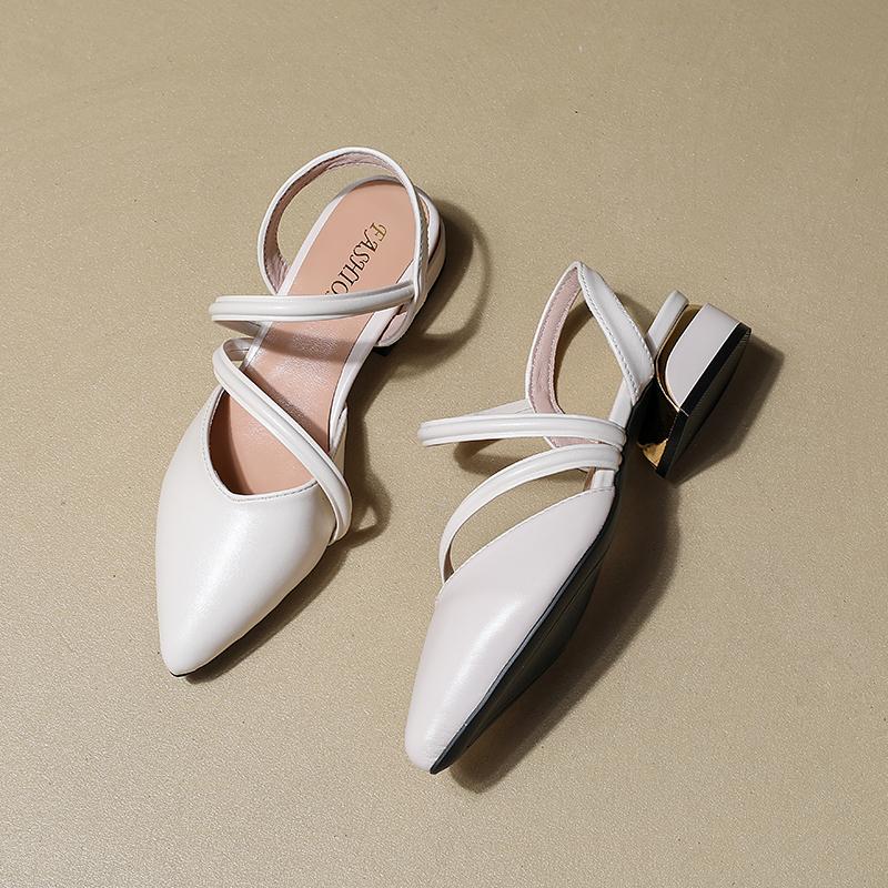 Fashion Shallow Baotou Plus Size Sandals Women's 2025 Spring and Summer New Block Heel High Heels Kitten Heel Pointed Toe Shoes