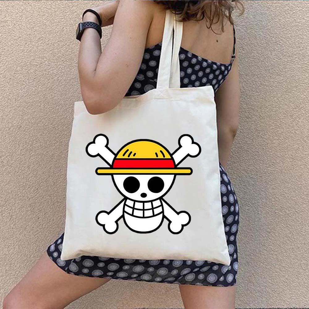 

One Piece Luffy printed canvas single-shoulder shopping bag 7518